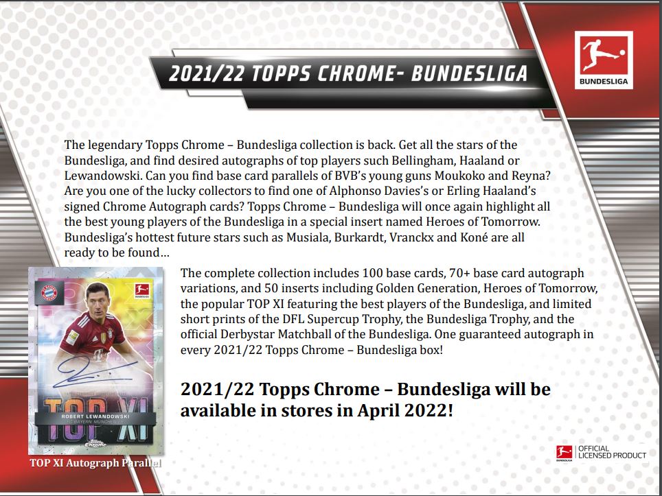 2021-22 Topps Chrome Bundesliga Soccer Soccer