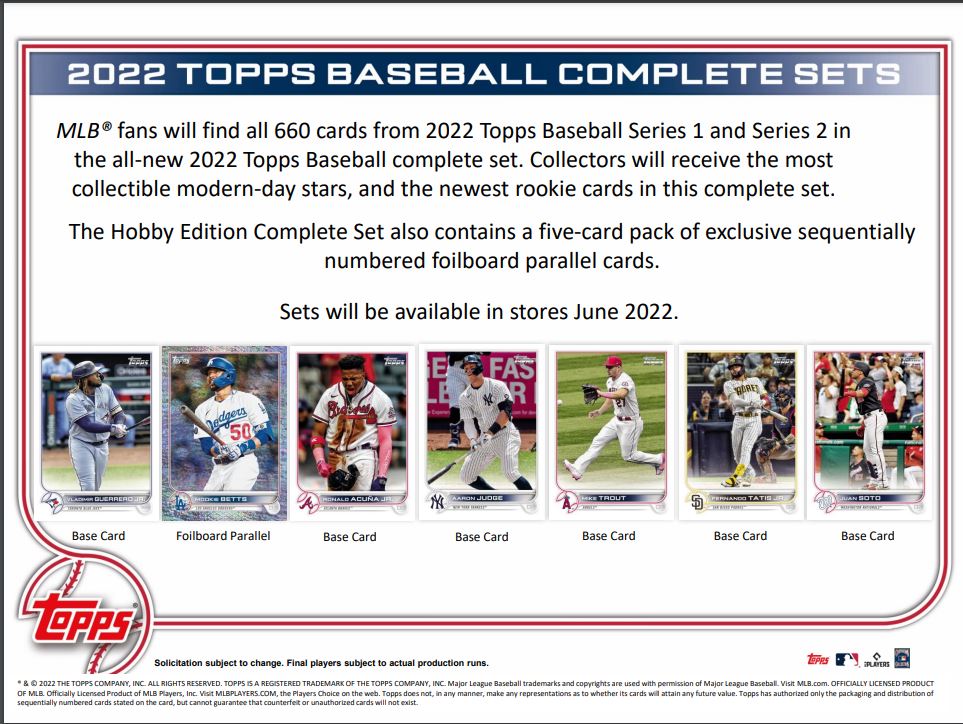 2022 Topps Complete Factory Set Baseball