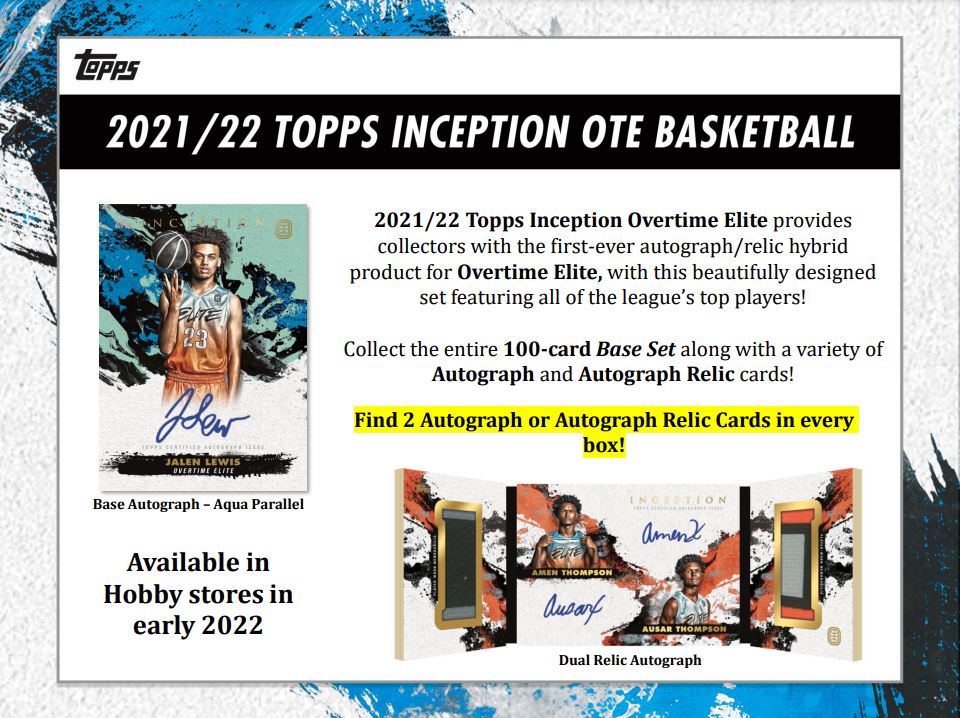 2021-22 Topps Inception Overtime Elite Basketball