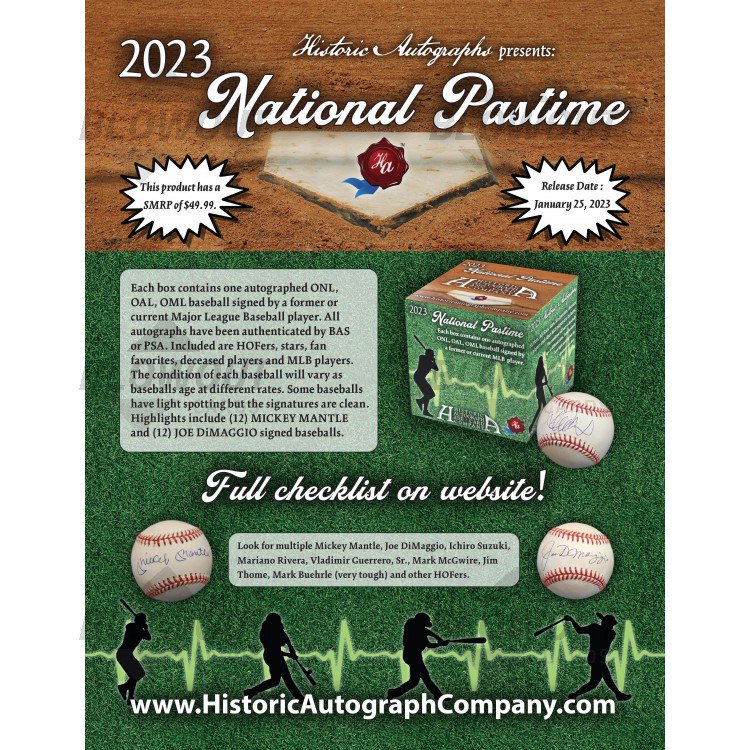 2023 Historic Autographs National Pastime Autograph Baseball Box Baseball