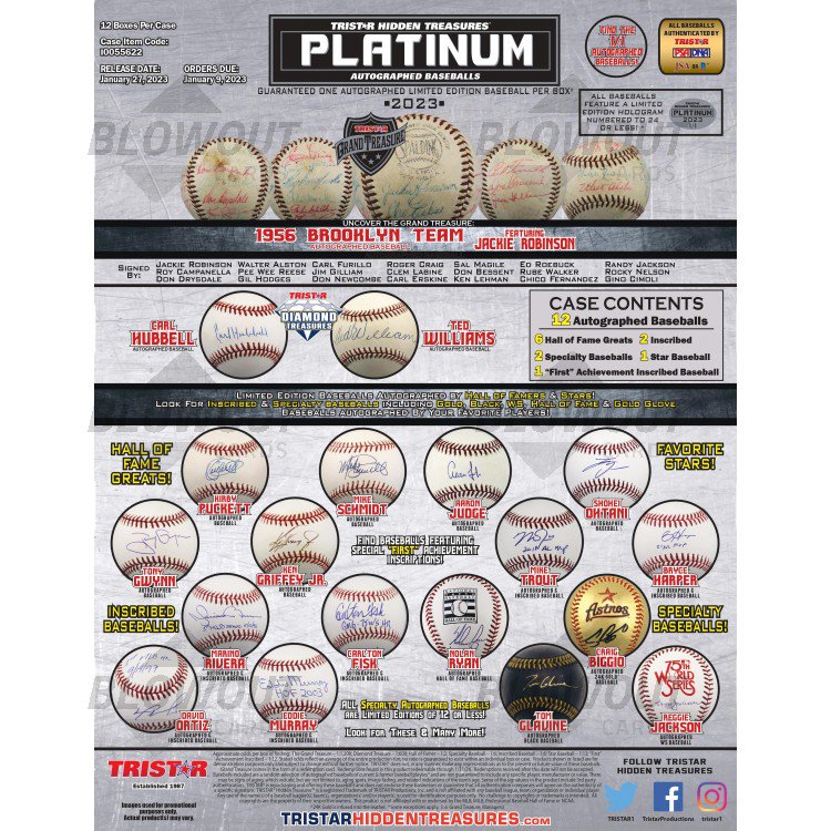 2023 Tristar Autographed Baseball Platinum Edition Baseball