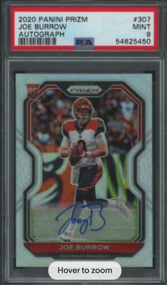 2020 Panini Prizm Joe Burrow Rookie Auto Silver PSA 10