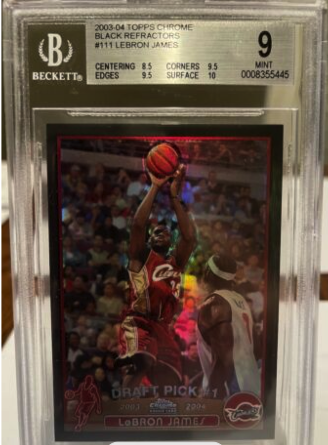 2003-04 Topps Chrome LeBron James Black Refractor BGS 9