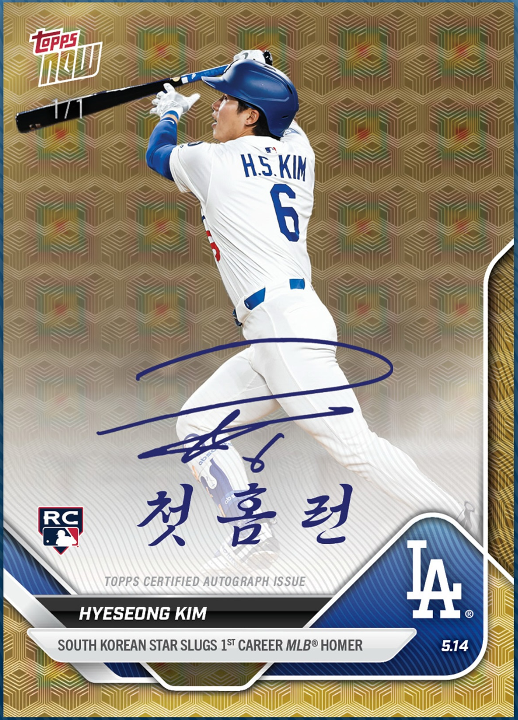 Hyeseong Kim’s First Home Run Gets the Topps Now Treatment—And His First Autograph Card Ever
