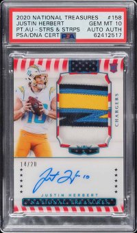 2020 National Treasures Justin Herbert Stripes And Stars PSA 10