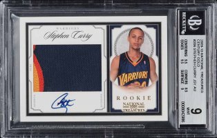2009 National Treasures Stephen Curry Rookie Patch Auto Gold /5 BGS 9