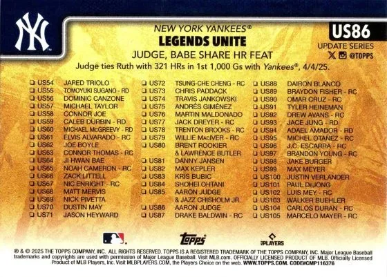 2025 Topps Update Series Baseball: Complete Parallel & Variation Guide