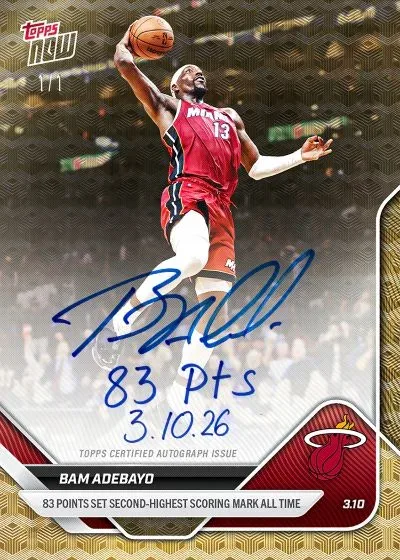 Bam Adebayo’s 83-Point Game Topps Now Cards Released