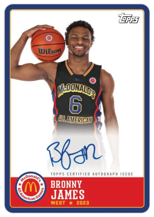 Bronny James Basketball Card Debut: 2023 Topps McDonald's All-American Collection Release