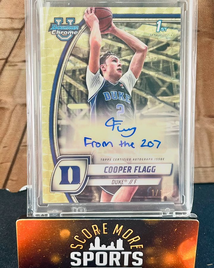 Cooper Flagg’s 1/1 Superfractor Auto Pulled from Bowman Chrome U in North Carolina