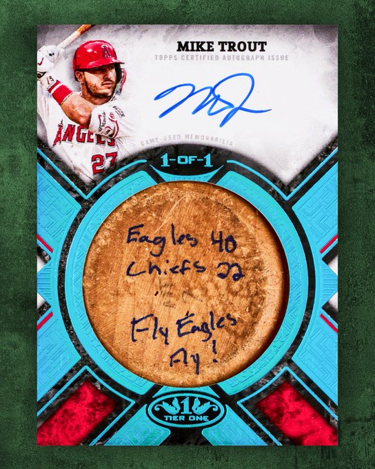 Mike Trout’s Bat Knob Becomes a Collectible Topps Card, Celebrating the Eagles’ Super Bowl Triumph