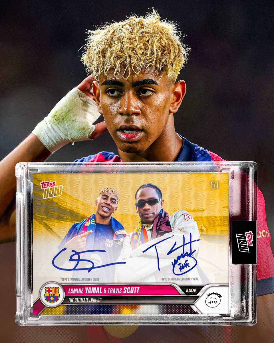 Music Meets Football: Travis Scott and Lamine Yamal Share Spotlight on 1-of-1 Topps Now Autograph Card