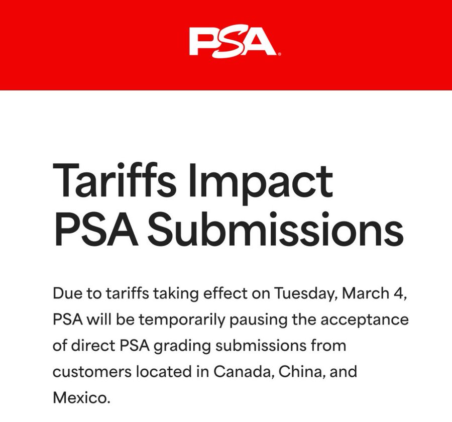 PSA Temporarily Suspends Direct Submissions from Canada, Mexico, and China Due to New Tariffs